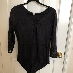 black lace body suit